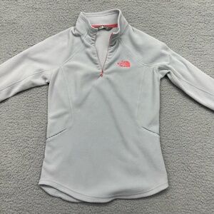 The North Face NF0A2UEK Women's Size XS 1/4 Zip Fleece Pullover Jacket Grey Pink